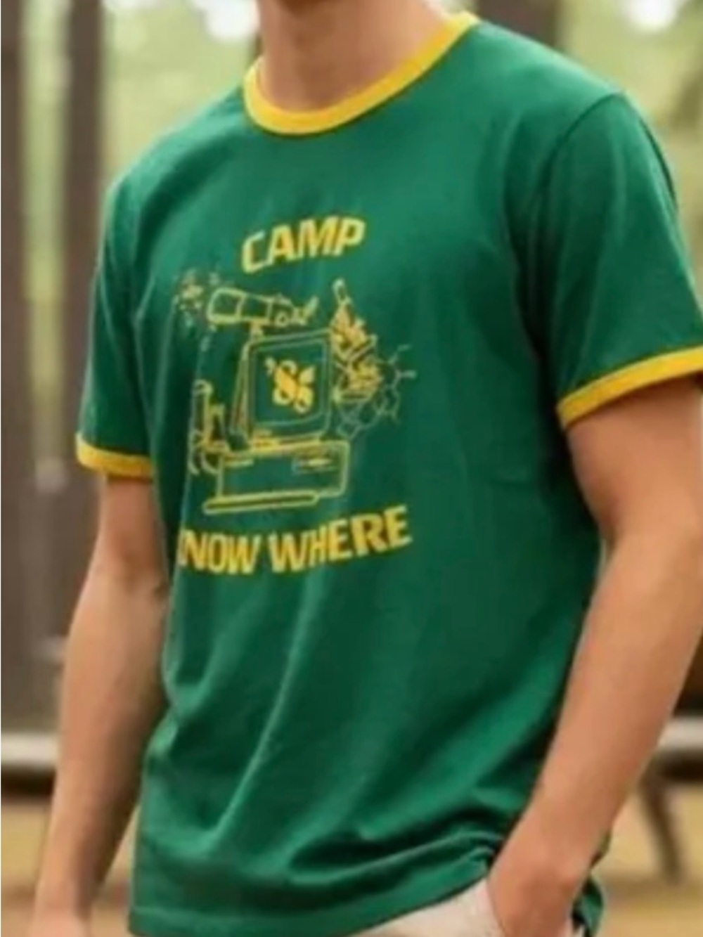 Green & Yellow 'Camp Know Where' Graphic Ringer Tee - Picture 5 of 5